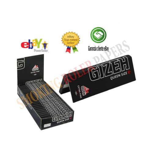 Cartine Gizeh Black Extra Fine Queen Size 44 × 78 mm – 25 libretti da 50 fogli