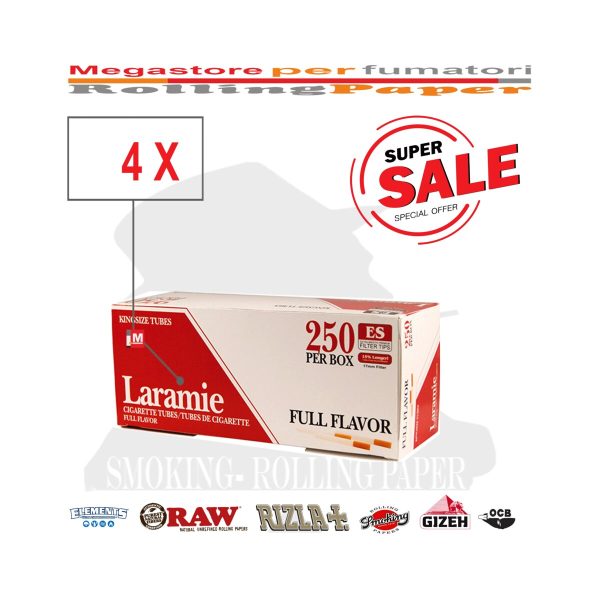 master-103 Laramie Full Flavor Red King Size 8 mm Zigarettenhülsen – 4 Schachteln à 250 Hülsen