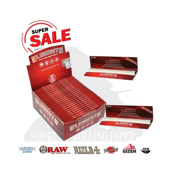 master-160 Papier à rouler Elements Red King Size Slim – lot de 50 carnets