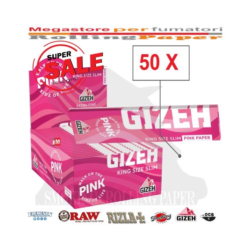 Cartine Gizeh Extra Fine Pink King Size – Confezione da 50 libretti
