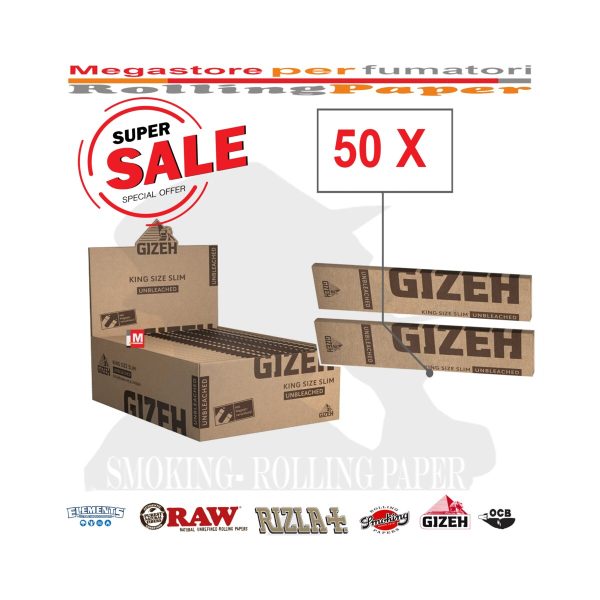 master-177 Cartine Gizeh King Size non sbiancate – Confezione da 50 libretti