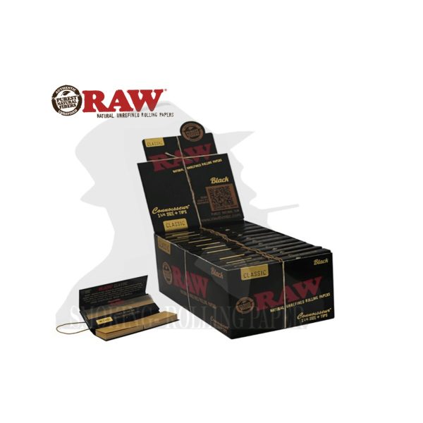 master-258 RAW Classic Black Medium 1¼ Zigarettenpapier mit Filtertips – Packung mit 24 Heftchen