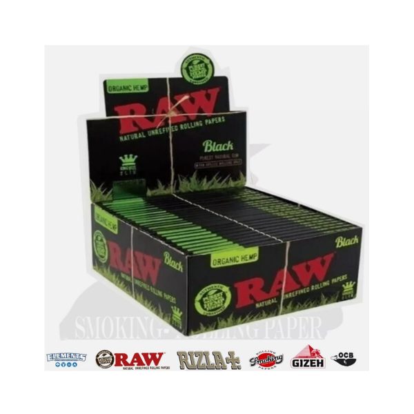 master-267 RAW Organic Natural Black King Size Slim Zigarettenpapier – Packung mit 50 Heftchen