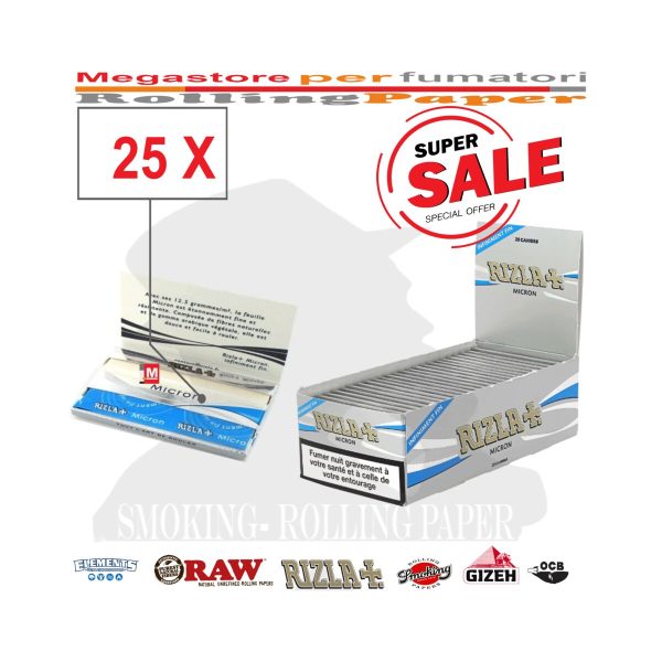 master-383 Rizla Micron Regular Zigarettenpapier – Packung mit 25 Heftchen