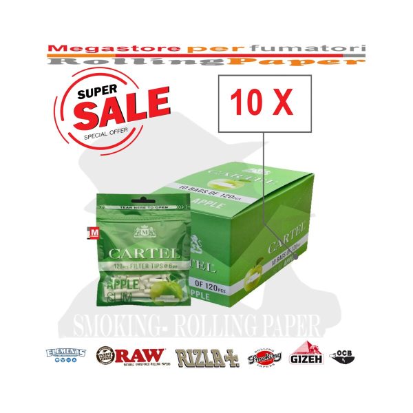 master-399 Filtri Cartel Apple Slim 6 × 15 mm – 10 bustine da 120 filtri