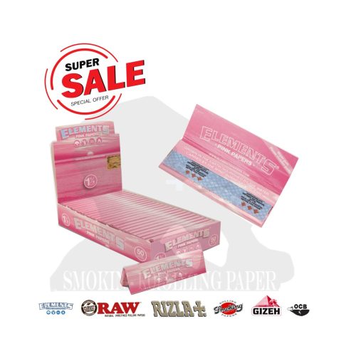 Cartine Elements Pink Medium 1¼ – Confezione da 25 libretti